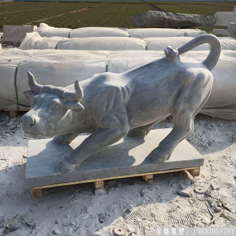 廠家生產定制晚霞紅華爾街牛石雕 精致做工石牛 高品質石頭雕刻動物雕塑2